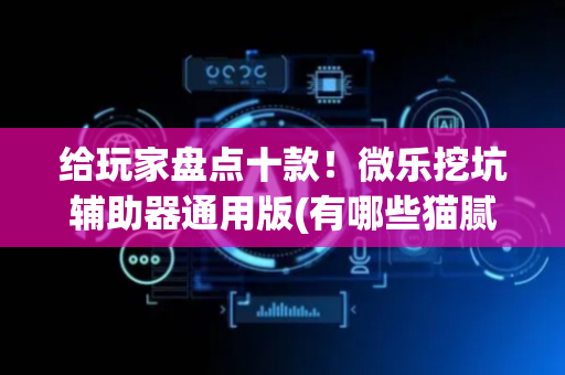 给玩家盘点十款！微乐挖坑辅助器通用版(有哪些猫腻)