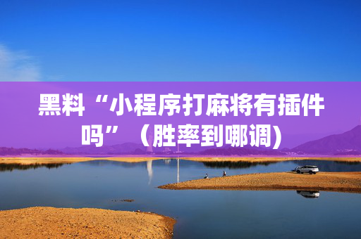 黑料“小程序打麻将有插件吗”（胜率到哪调)