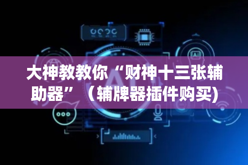 大神教教你“财神十三张辅助器”（辅牌器插件购买)