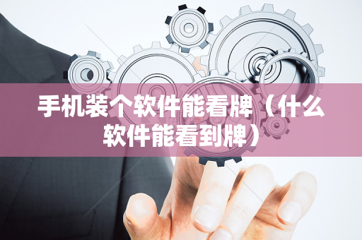 手机装个软件能看牌（什么软件能看到牌）