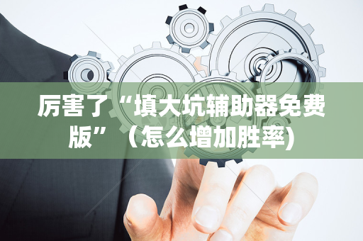 厉害了“填大坑辅助器免费版”（怎么增加胜率)