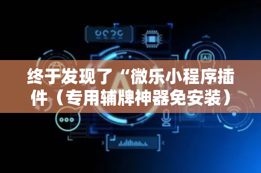 终于发现了“微乐小程序插件（专用辅牌神器免安装）