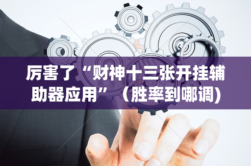 厉害了“财神十三张开挂辅助器应用”（胜率到哪调)