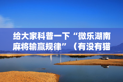 给大家科普一下“微乐湖南麻将输赢规律”（有没有猫腻)