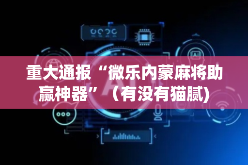 重大通报“微乐内蒙麻将助赢神器”（有没有猫腻)