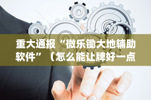 重大通报“微乐锄大地辅助软件”（怎么能让牌好一点)