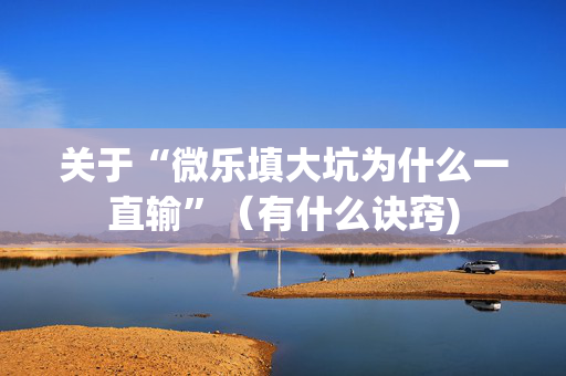 关于“微乐填大坑为什么一直输”（有什么诀窍)