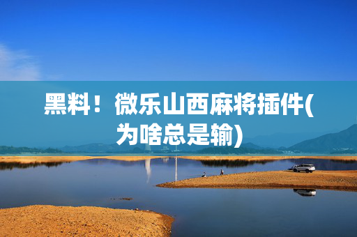 黑料！微乐山西麻将插件(为啥总是输)