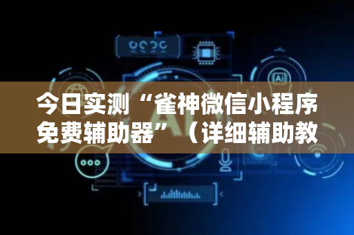 今日实测“雀神微信小程序免费辅助器”（详细辅助教程）-哔哩哔哩