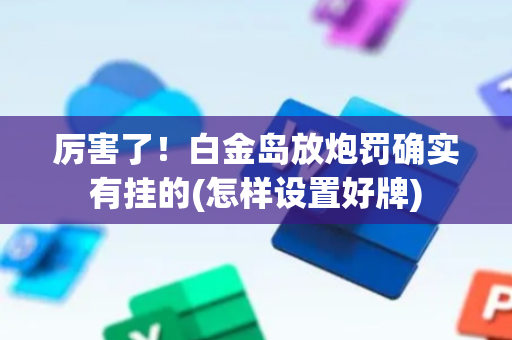 厉害了！白金岛放炮罚确实有挂的(怎样设置好牌)