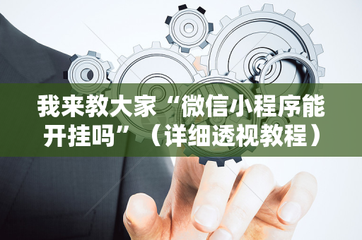 我来教大家“微信小程序能开挂吗”（详细透视教程）-哔哩哔哩