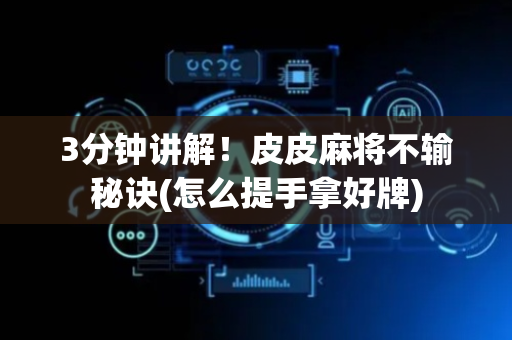 3分钟讲解！皮皮麻将不输秘诀(怎么提手拿好牌)