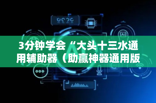3分钟学会“大头十三水通用辅助器（助赢神器通用版）