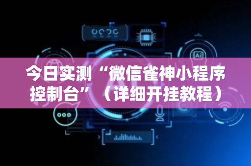 今日实测“微信雀神小程序控制台”（详细开挂教程）-哔哩哔哩