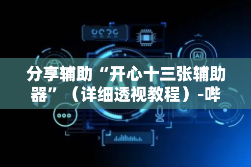 分享辅助“开心十三张辅助器”（详细透视教程）-哔哩哔哩