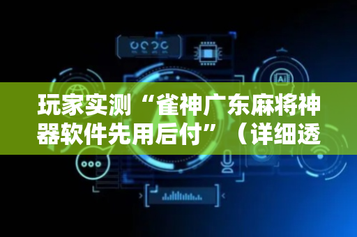 玩家实测“雀神广东麻将神器软件先用后付”（详细透视教程）-哔哩哔哩