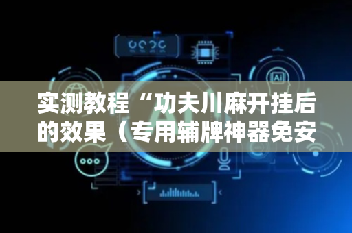 实测教程“功夫川麻开挂后的效果（专用辅牌神器免安装）