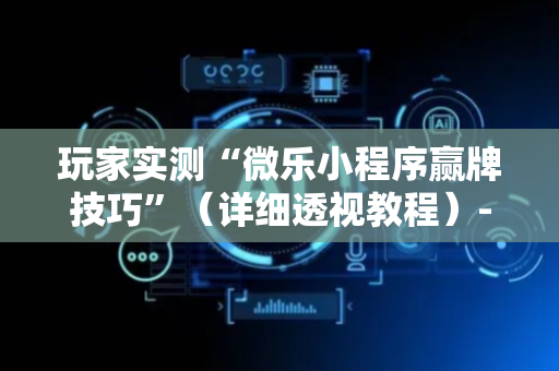 玩家实测“微乐小程序赢牌技巧”（详细透视教程）-哔哩哔哩