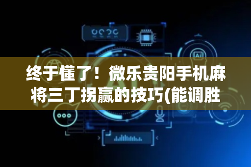 终于懂了！微乐贵阳手机麻将三丁拐赢的技巧(能调胜率吗)