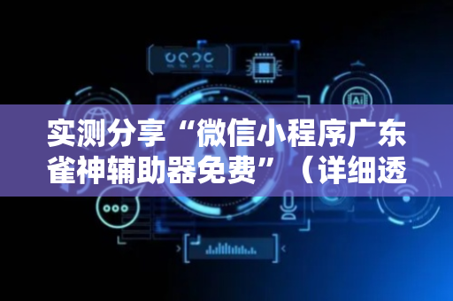实测分享“微信小程序广东雀神辅助器免费”（详细透视教程）-哔哩哔哩