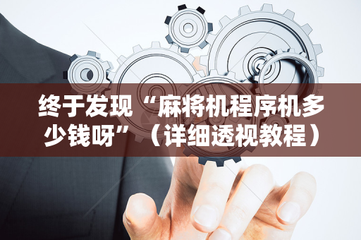 终于发现“麻将机程序机多少钱呀”（详细透视教程）-哔哩哔哩