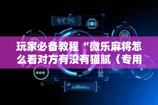 玩家必备教程“微乐麻将怎么看对方有没有猫腻（专用辅牌神器免安装）