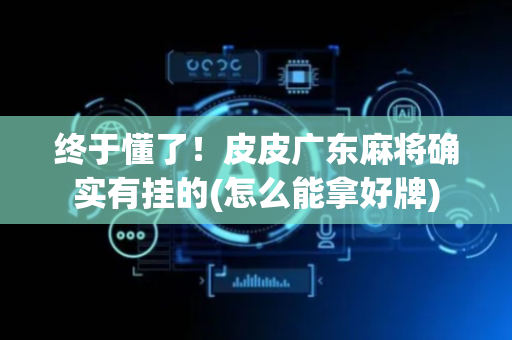 终于懂了！皮皮广东麻将确实有挂的(怎么能拿好牌)