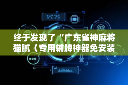 终于发现了“广东雀神麻将猫腻（专用辅牌神器免安装）