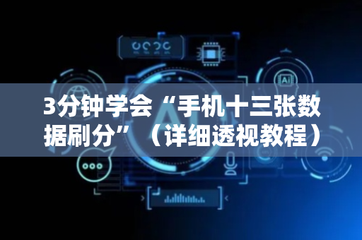 3分钟学会“手机十三张数据刷分”（详细透视教程）-哔哩哔哩