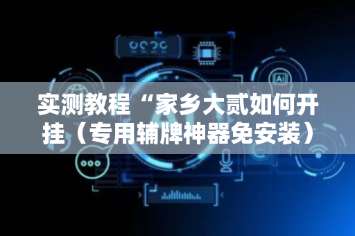 实测教程“家乡大贰如何开挂（专用辅牌神器免安装）