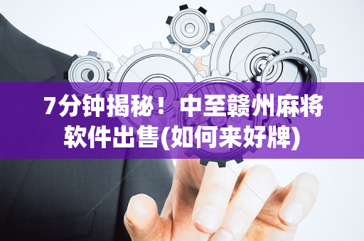 7分钟揭秘！中至赣州麻将软件出售(如何来好牌)
