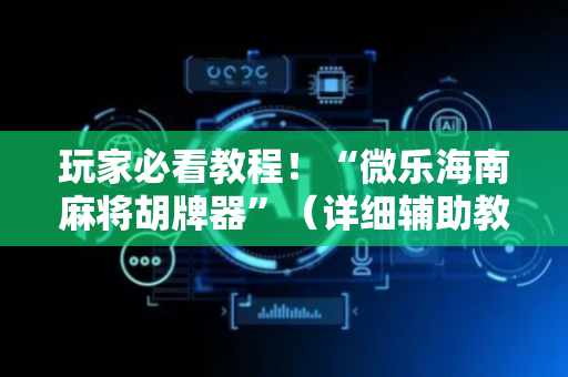 玩家必看教程！“微乐海南麻将胡牌器”（详细辅助教程）-哔哩哔哩