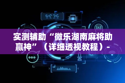 实测辅助“微乐湖南麻将助赢神”（详细透视教程）-哔哩哔哩