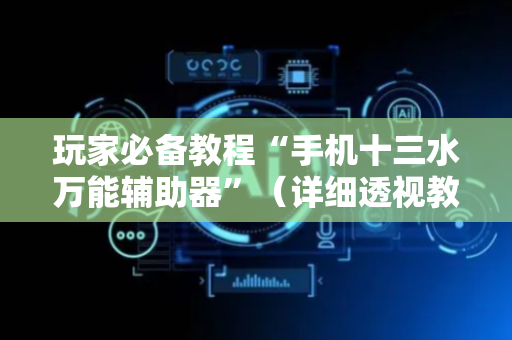 玩家必备教程“手机十三水万能辅助器”（详细透视教程）-哔哩哔哩