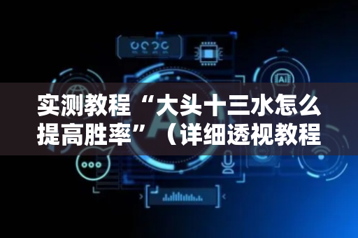 实测教程“大头十三水怎么提高胜率”（详细透视教程）-哔哩哔哩