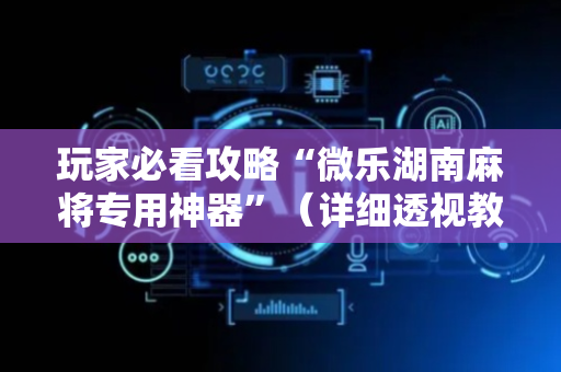 玩家必看攻略“微乐湖南麻将专用神器”（详细透视教程）-哔哩哔哩