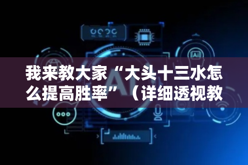 我来教大家“大头十三水怎么提高胜率”（详细透视教程）-哔哩哔哩