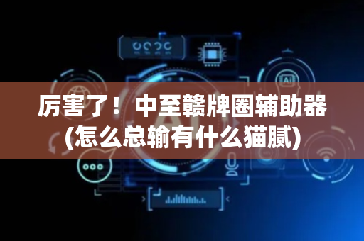 厉害了！中至赣牌圈辅助器(怎么总输有什么猫腻)