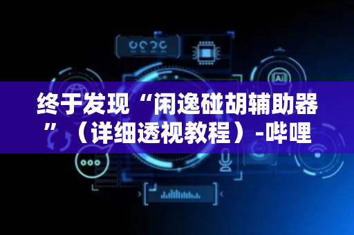 终于发现“闲逸碰胡辅助器”（详细透视教程）-哔哩哔哩
