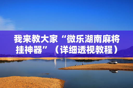 我来教大家“微乐湖南麻将挂神器”（详细透视教程）-哔哩哔哩