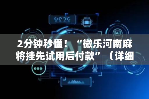 2分钟秒懂！“微乐河南麻将挂先试用后付款”（详细辅助教程）-哔哩哔哩