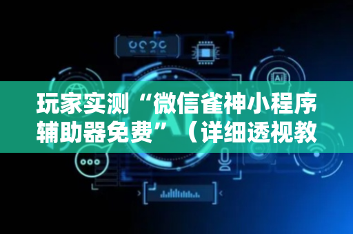 玩家实测“微信雀神小程序辅助器免费”（详细透视教程）-哔哩哔哩