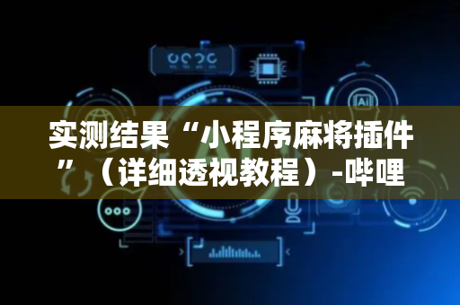 实测结果“小程序麻将插件”（详细透视教程）-哔哩哔哩