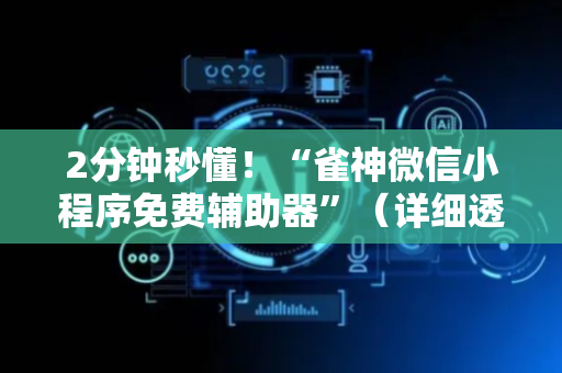 2分钟秒懂！“雀神微信小程序免费辅助器”（详细透视教程）-哔哩哔哩