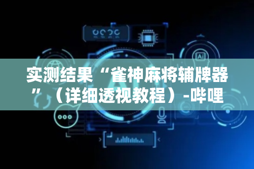 实测结果“雀神麻将辅牌器”（详细透视教程）-哔哩哔哩