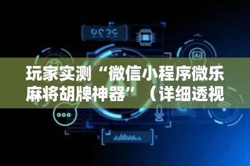 玩家实测“微信小程序微乐麻将胡牌神器”（详细透视教程）-哔哩哔哩