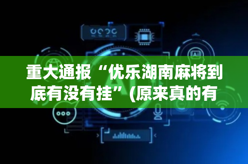 重大通报“优乐湖南麻将到底有没有挂”(原来真的有挂)-抖音