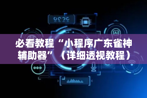 必看教程“小程序广东雀神辅助器”（详细透视教程）-哔哩哔哩