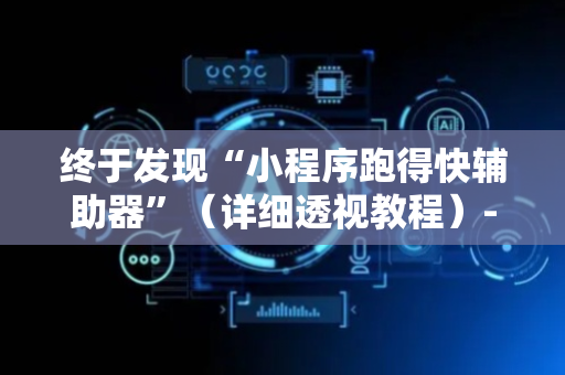 终于发现“小程序跑得快辅助器”（详细透视教程）-哔哩哔哩