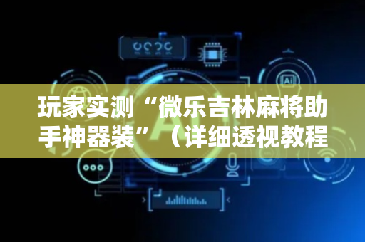 玩家实测“微乐吉林麻将助手神器装”（详细透视教程）-哔哩哔哩